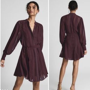 NWT Reiss Harriet Lace Trim Long Sleeve Mini Dress Size 12